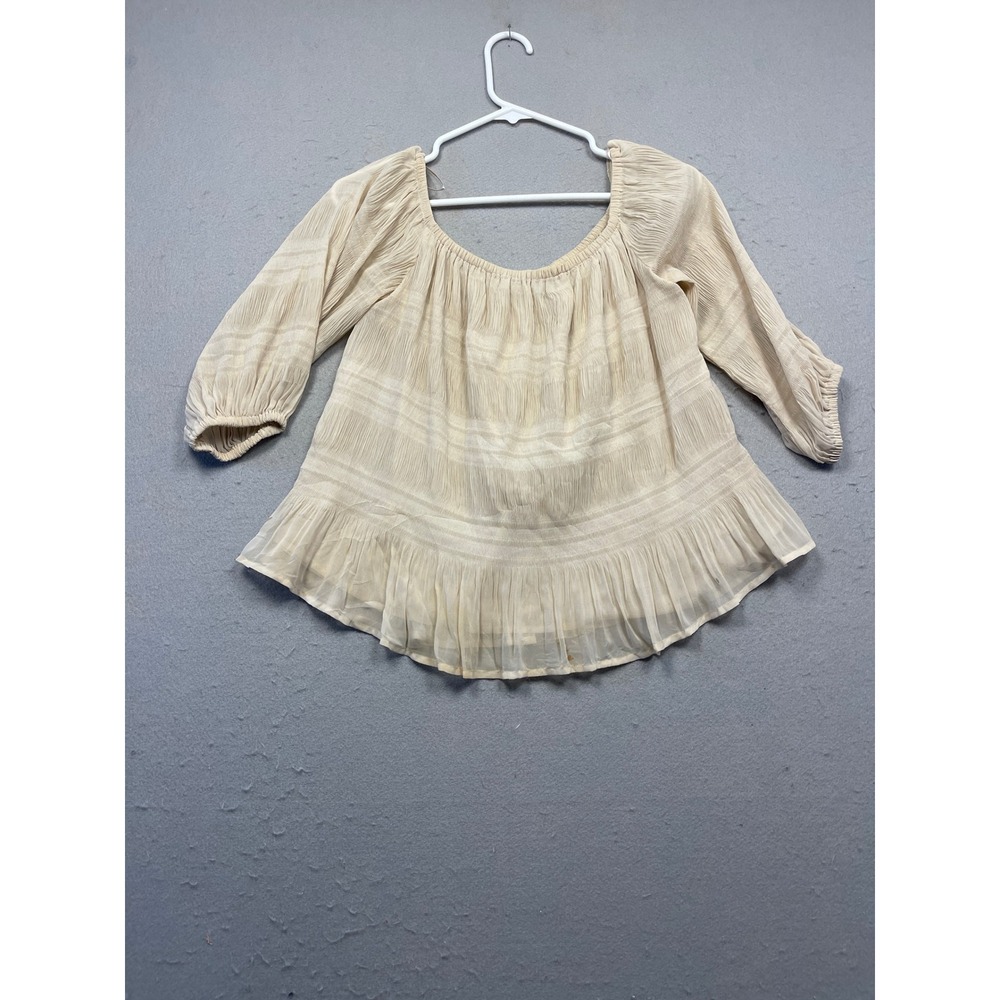Express Blouse Chiffon Beige Cream Medium Womens